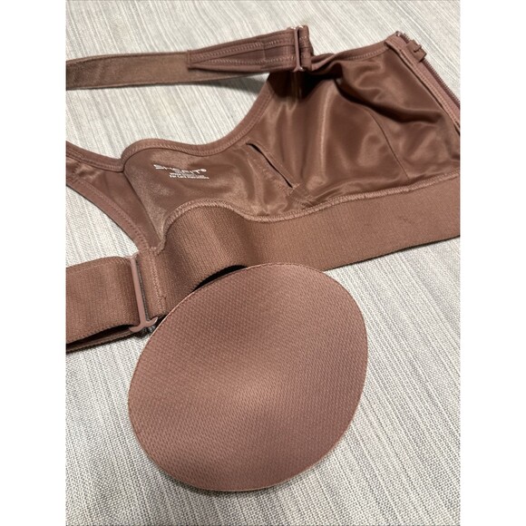 SHEFIT Sports Bra High Impact Ultimate Size M Rose Taupe Front Zip EUC - Picture 3 of 6